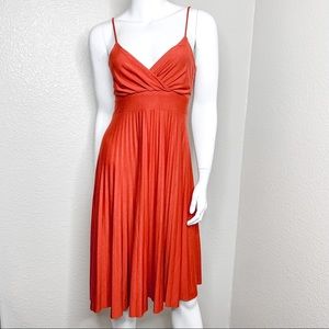 WINDSOR Orange Cami Pleated Skater Midi Dress